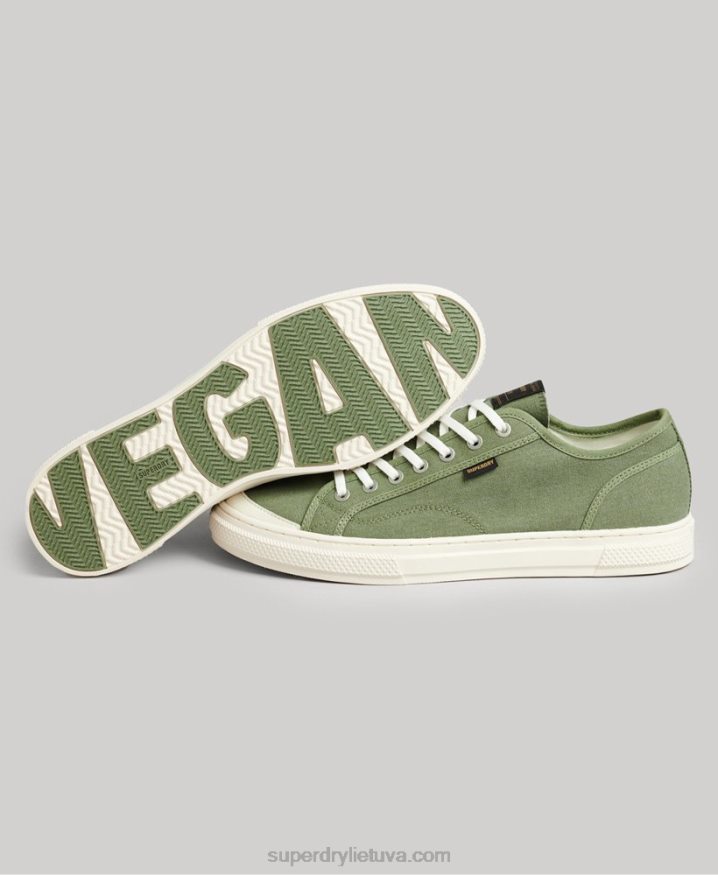 Superdry Vegan Canvas Low Top Trainers Green Men