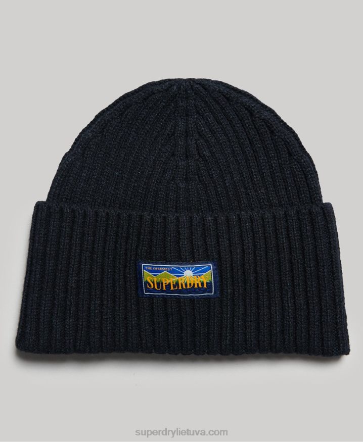 Superdry Wool Blend Radar Beanie Navy Women