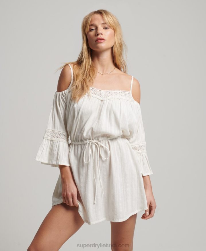 Superdry Cold Shoulder Mini Dress White Women