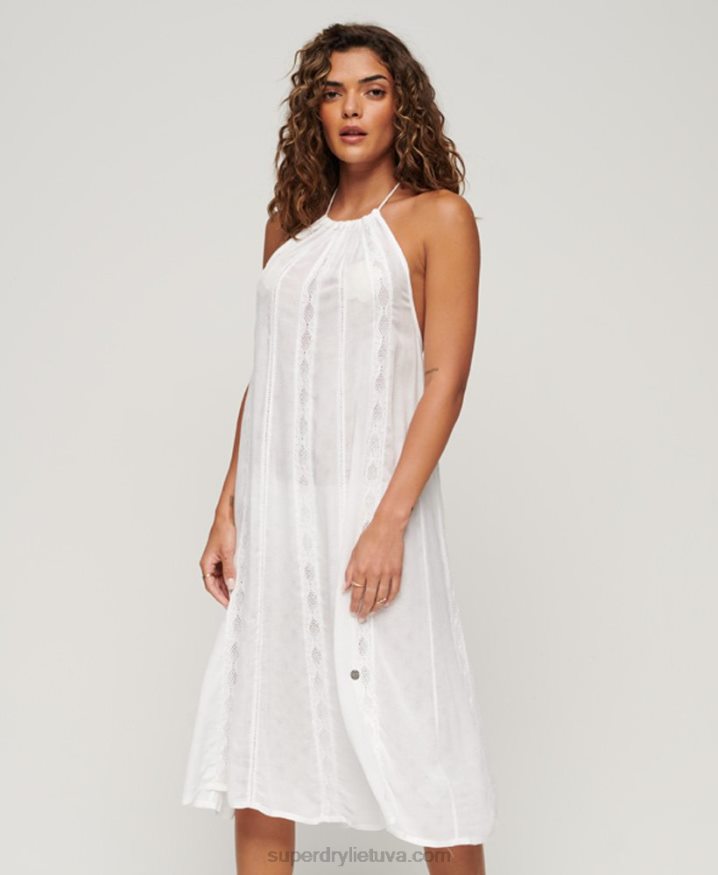 Superdry Halter Neck Midi Dress White Women