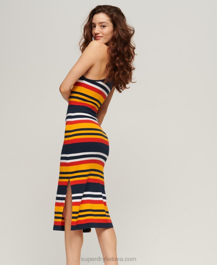 Superdry Jersey Stripe Cami Midi Dress Yellow Women