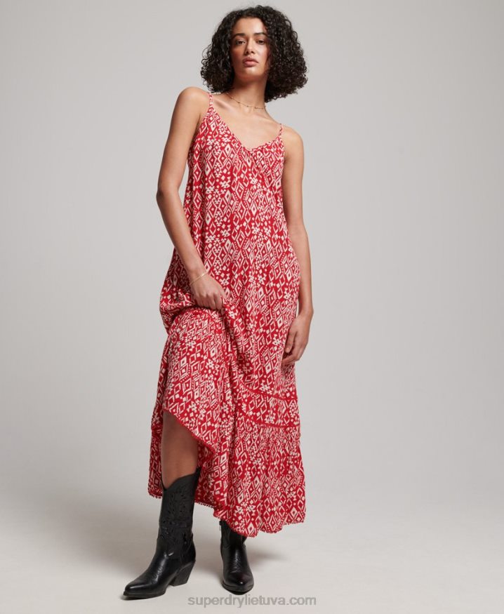 Superdry Long Cami Dress Red Women