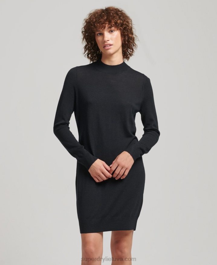 Superdry Merino Knit Dress Black Women