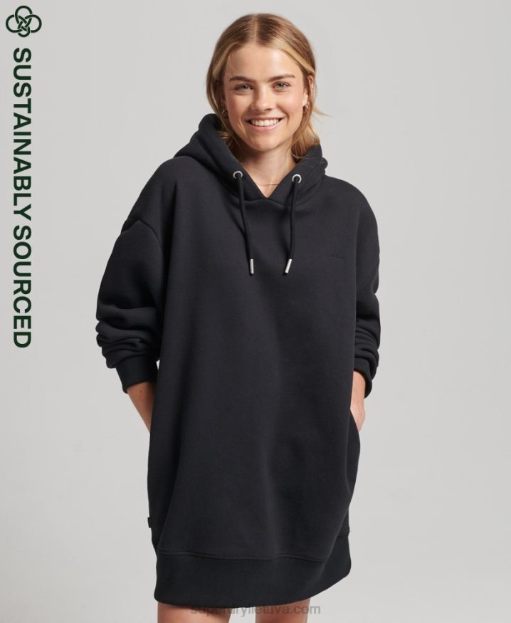 Superdry Organic Cotton Embroidered Logo Sweat Dress Black Women