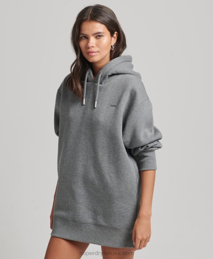 Superdry Organic Cotton Embroidered Logo Sweat Dress Grey Women