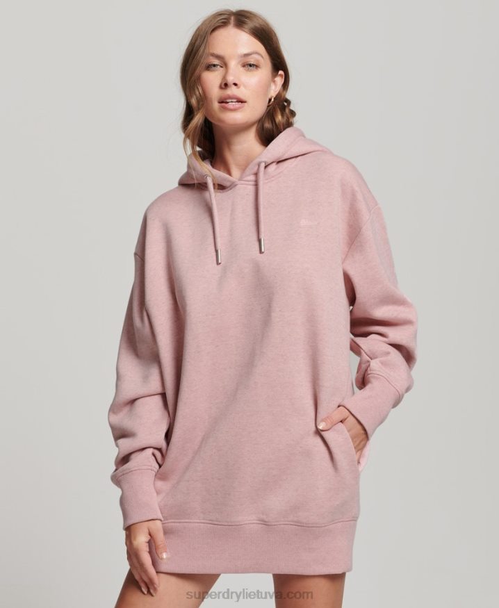 Superdry Organic Cotton Embroidered Logo Sweat Dress Pink Women