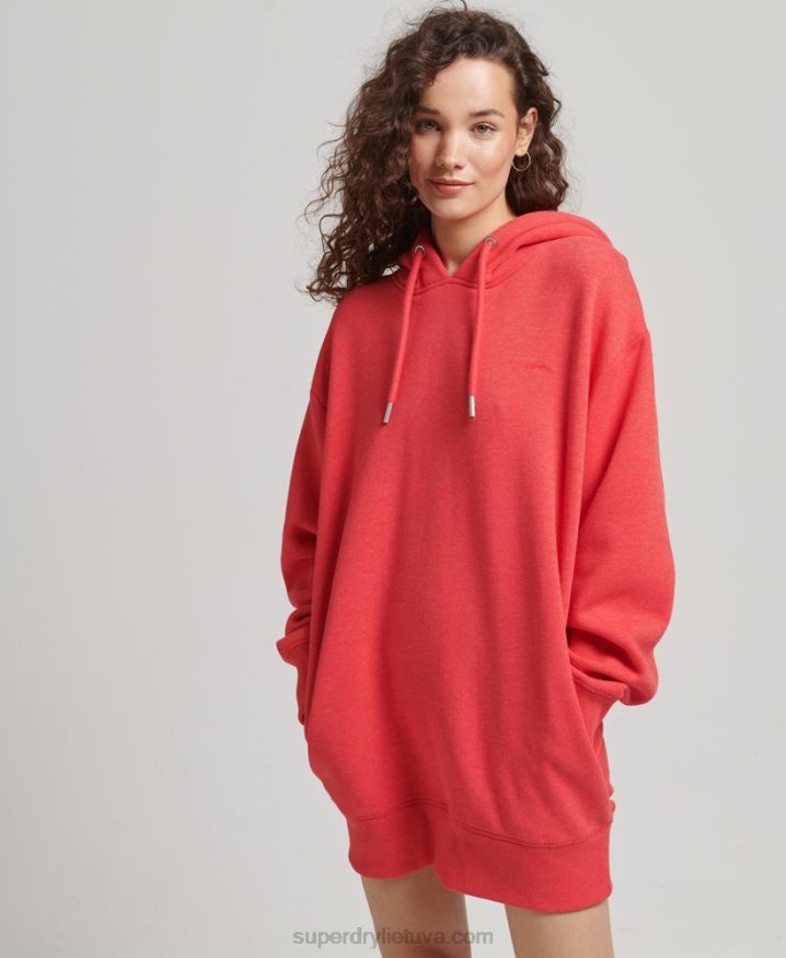 Superdry Organic Cotton Embroidered Logo Sweat Dress Red Women