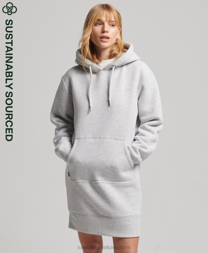 Superdry Organic Cotton Vintage Logo Hoodie Dress Light Grey Women Superdry Organic Cotton Vintage Logo Hoodie Dress Light Grey Women