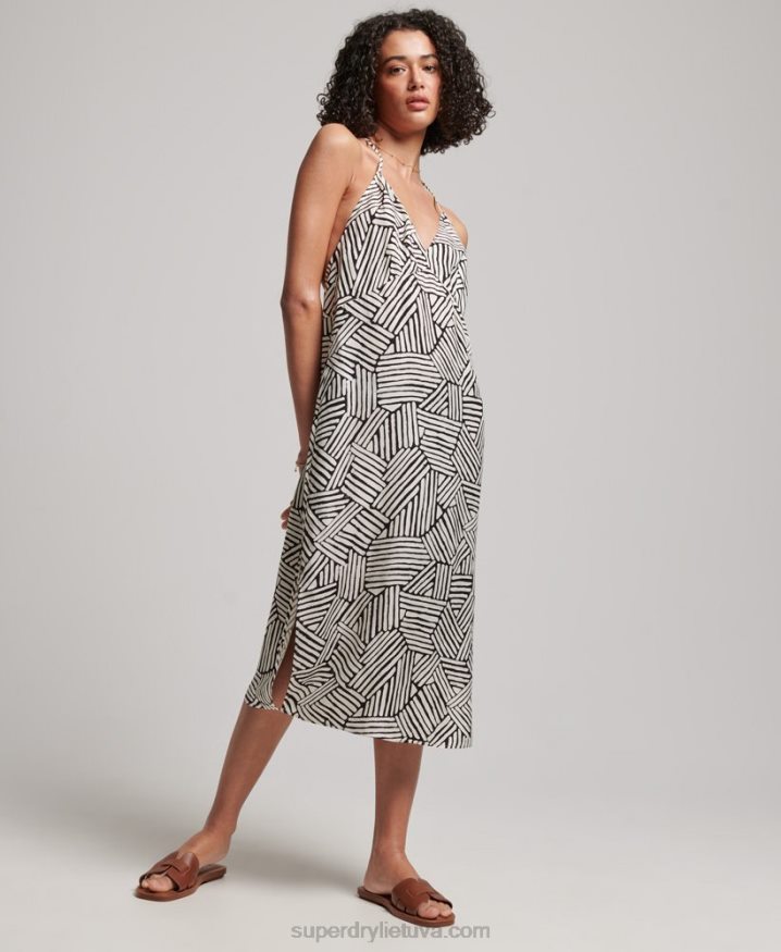 Superdry Printed Midi Slip Dress Black Women