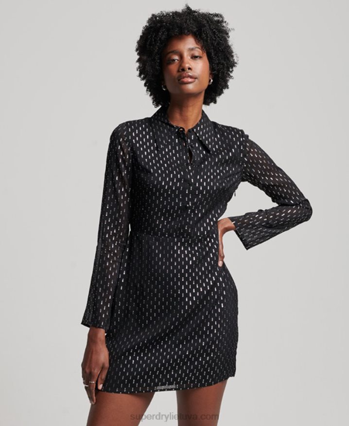 Superdry Printed Mini Shirt Dress Black Women