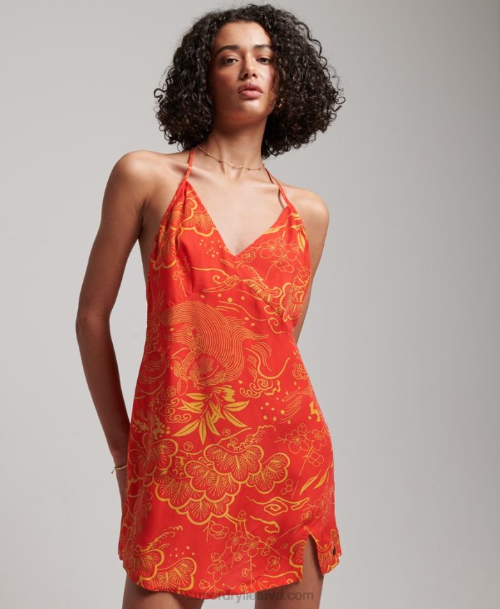 Superdry Printed Mini Slip Dress Red Women