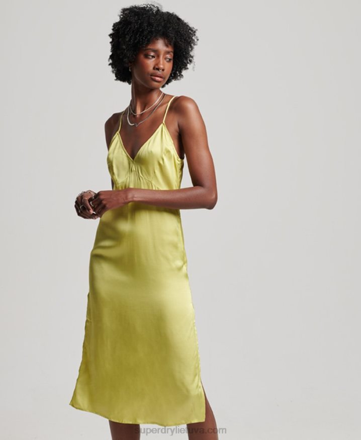 Superdry Satin Cami Midi Dress Green Women