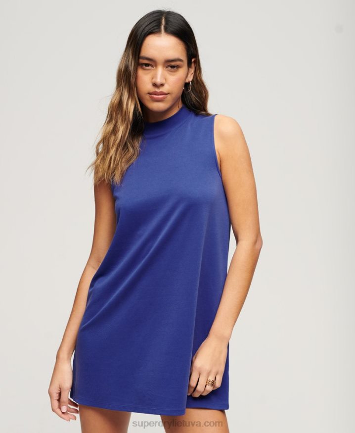 Superdry Sleeveless A-Line Mini Dress Blue Women