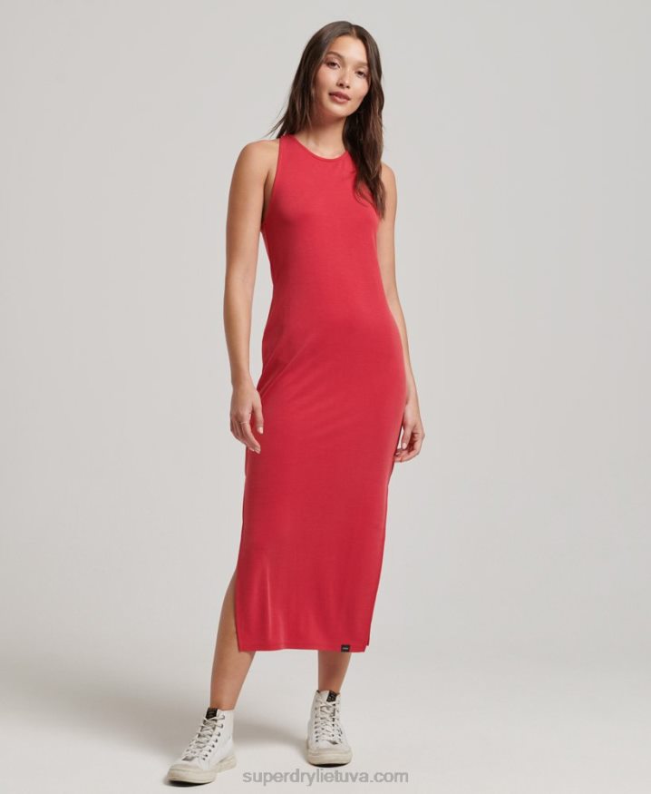 Superdry Strap Back Jersey Midi Dress Red Women