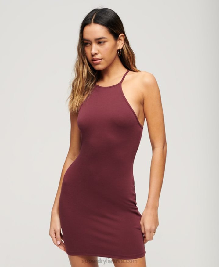 Superdry Strappy Racer Jersey Mini Dress Purple Women