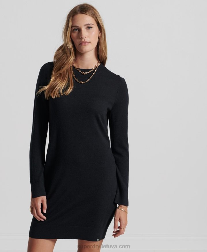 Superdry Studios Merino Knit Mini Dress Black Women