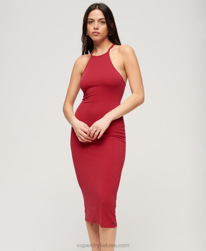 Superdry T Back Jersey Midi Dress Red Women