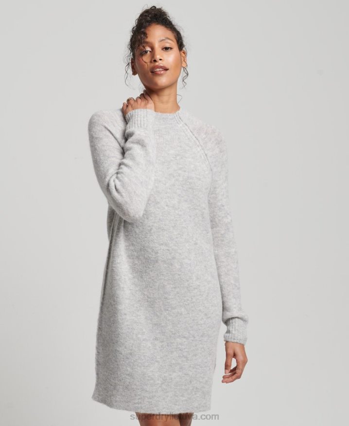 Superdry Turtleneck Dress Light Grey Women