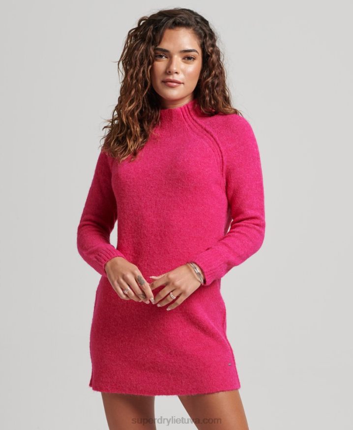 Superdry Turtleneck Dress Pink Women