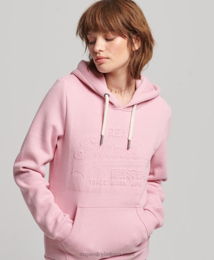 Superdry Embossed Graphic Logo Hoodie Pink Women