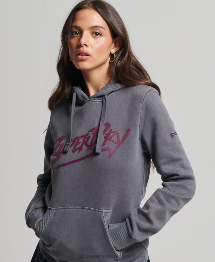 Superdry Indie Mark Hoodie Dark Grey Women