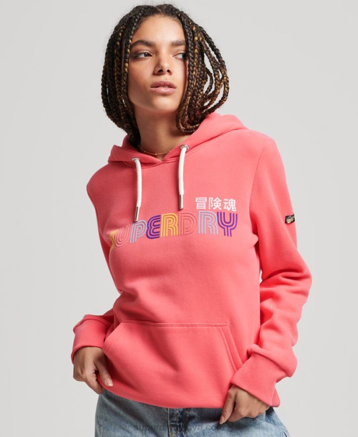 Superdry Retro Rainbow Hoodie Pink Women