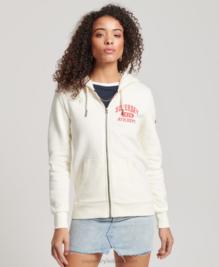 Superdry Vintage Athletic Zip Hoodie White Women Superdry Vintage Athletic Zip Hoodie White Women