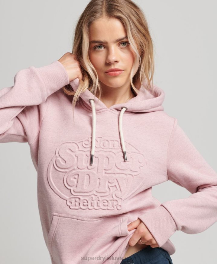 Superdry Vintage Cooper Embossed Hoodie Pink Women Superdry Vintage Cooper Embossed Hoodie Pink Women