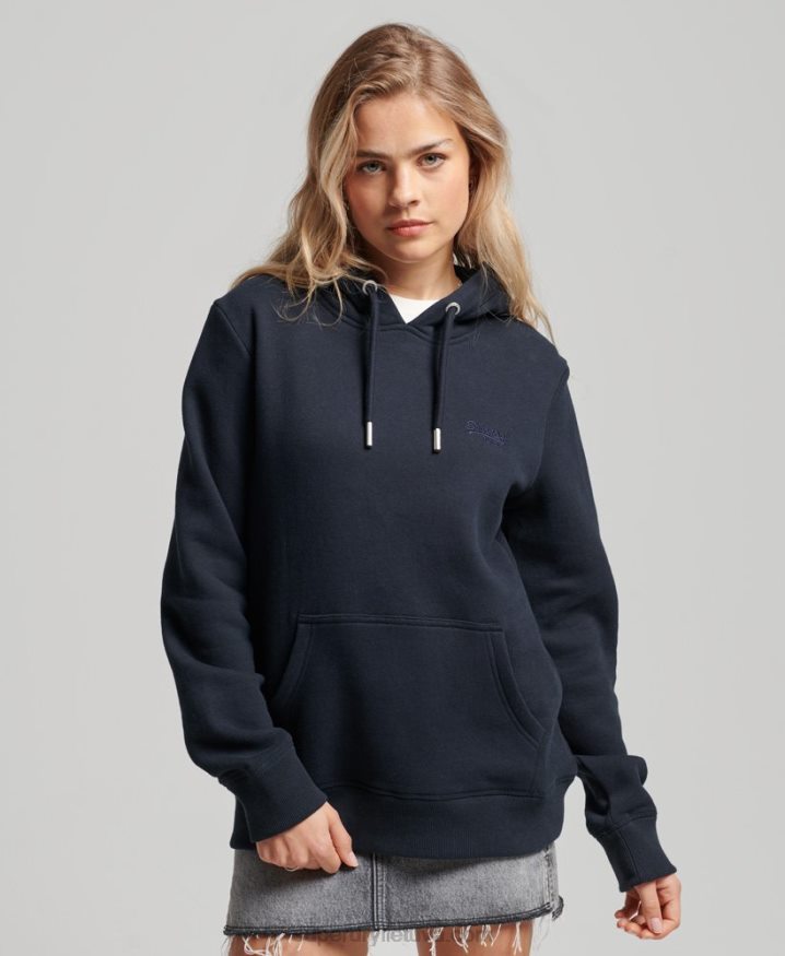 Superdry Vintage Logo Embroidered Hoodie Navy Women Superdry Vintage Logo Embroidered Hoodie Navy Women