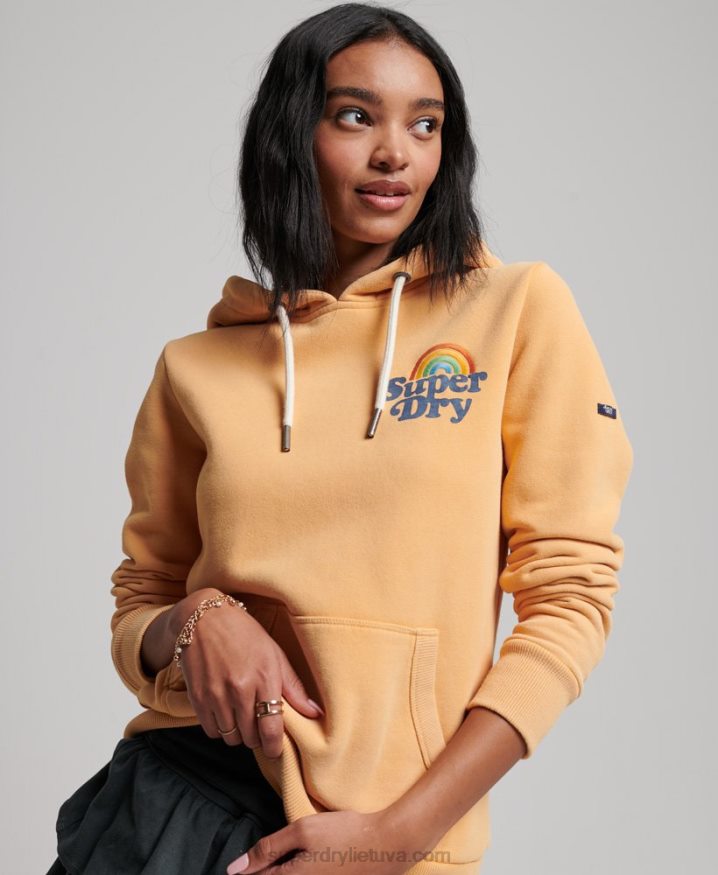Superdry Vintage Rainbow Hoodie Brown Women Superdry Vintage Rainbow Hoodie Brown Women