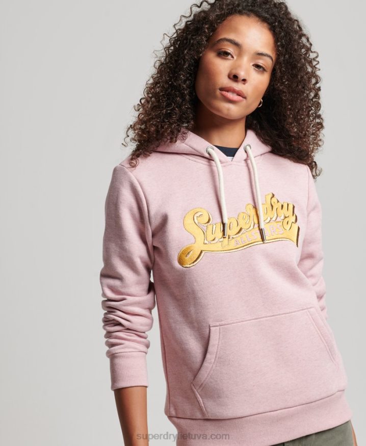 Superdry Vintage Scripted Collegiate Hoodie Pink Women Superdry Vintage Scripted Collegiate Hoodie Pink Women