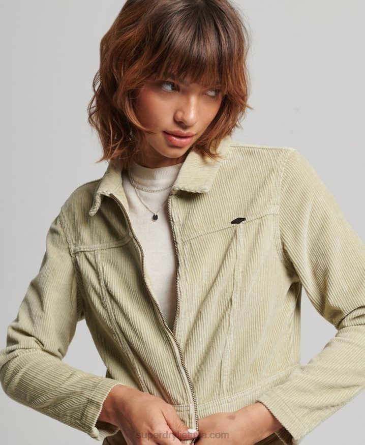 Superdry Cropped Cord Jacket Beige Women