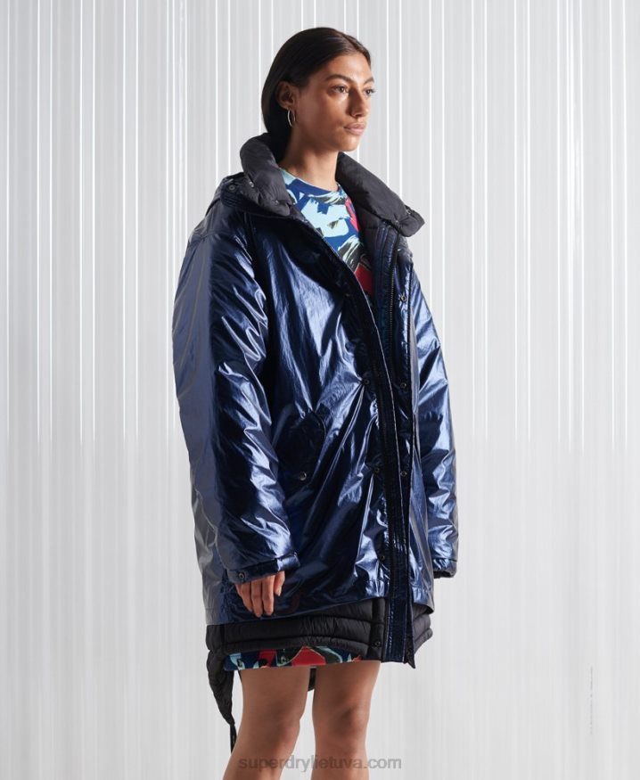 Superdry Limited Edition SDX Double Parka Coat Navy Women