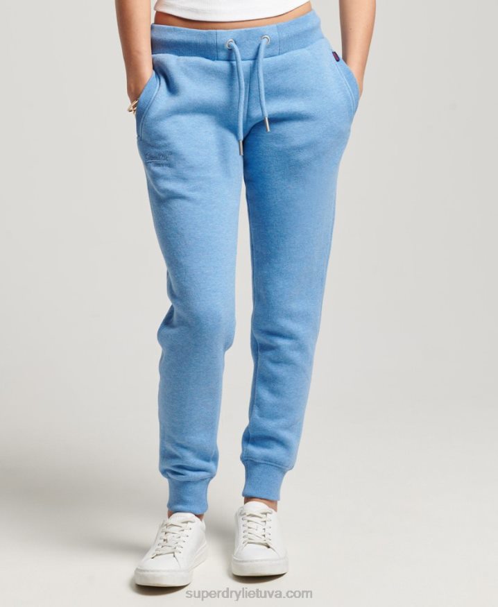 Superdry Vintage Logo Embroidered Joggers Blue Women Superdry Vintage Logo Embroidered Joggers Blue Women