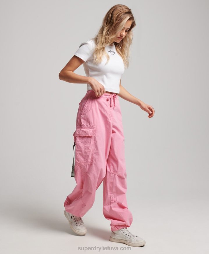 Superdry Baggy Parachute Pants Pink Women