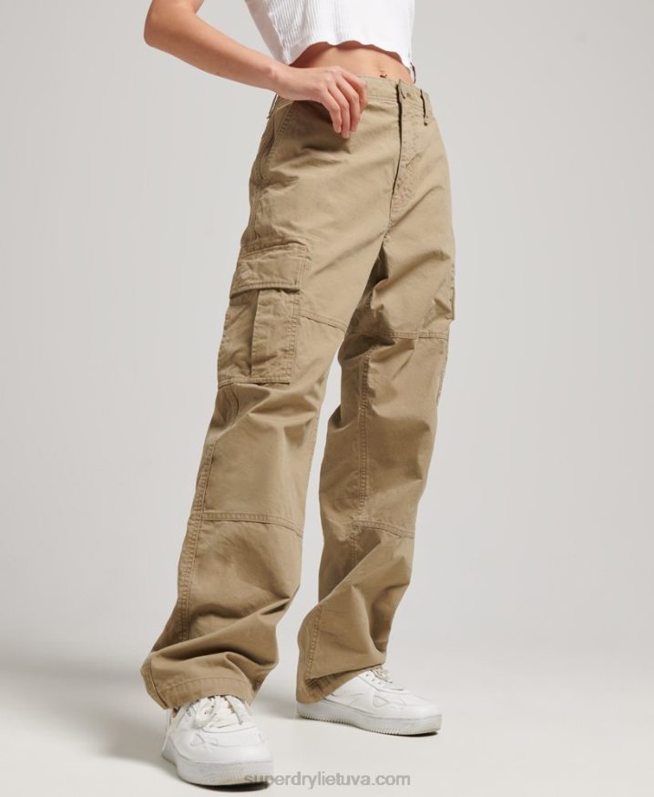 Superdry Organic Cotton Baggy Cargo Pants Beige Women