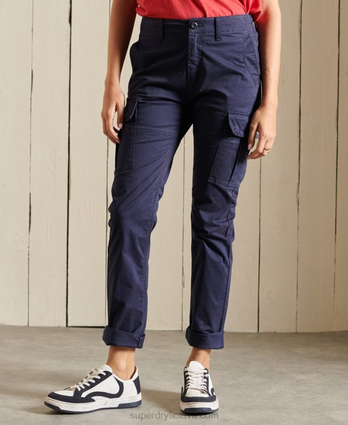 Superdry Organic Cotton Slim Cargo Pants Navy Women