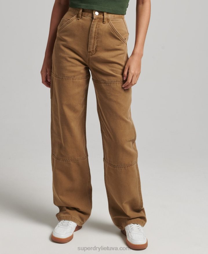 Superdry Wide Leg Carpenter Pants Brown Women