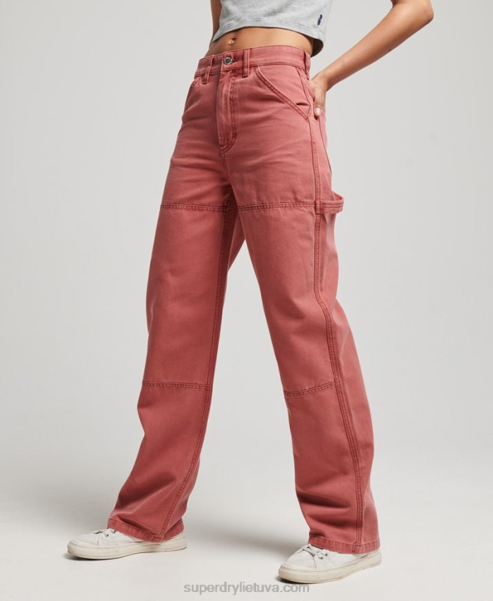 Superdry Wide Leg Carpenter Pants Red Women