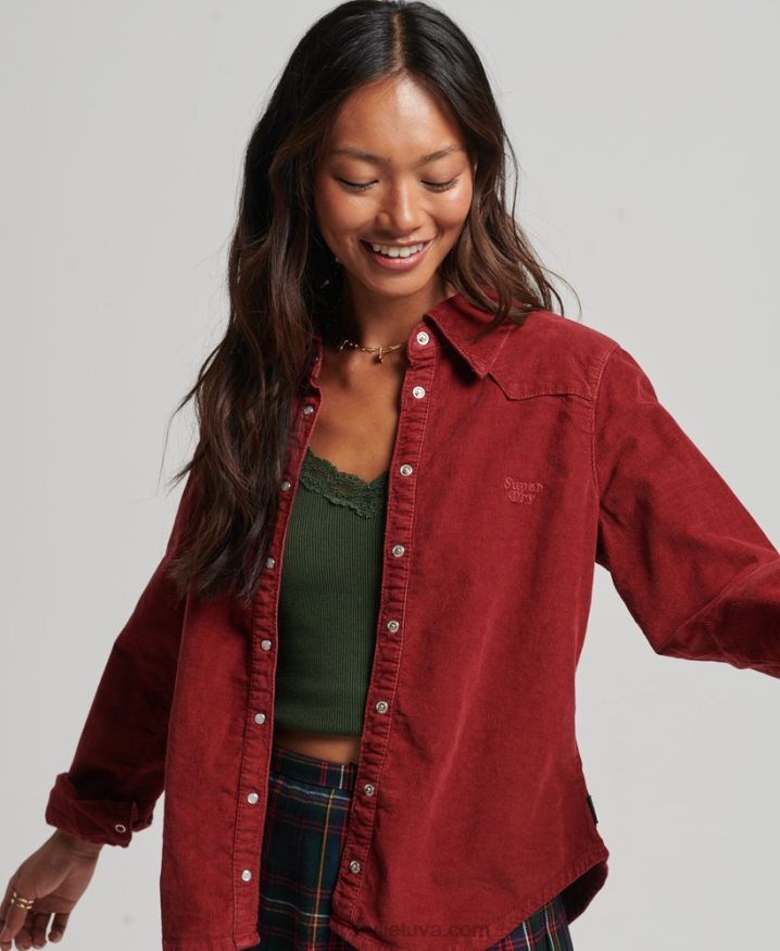 Superdry Cord Western Shirt Red Women