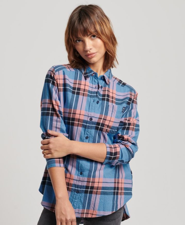 Superdry Relaxed Check Shirt Navy Women