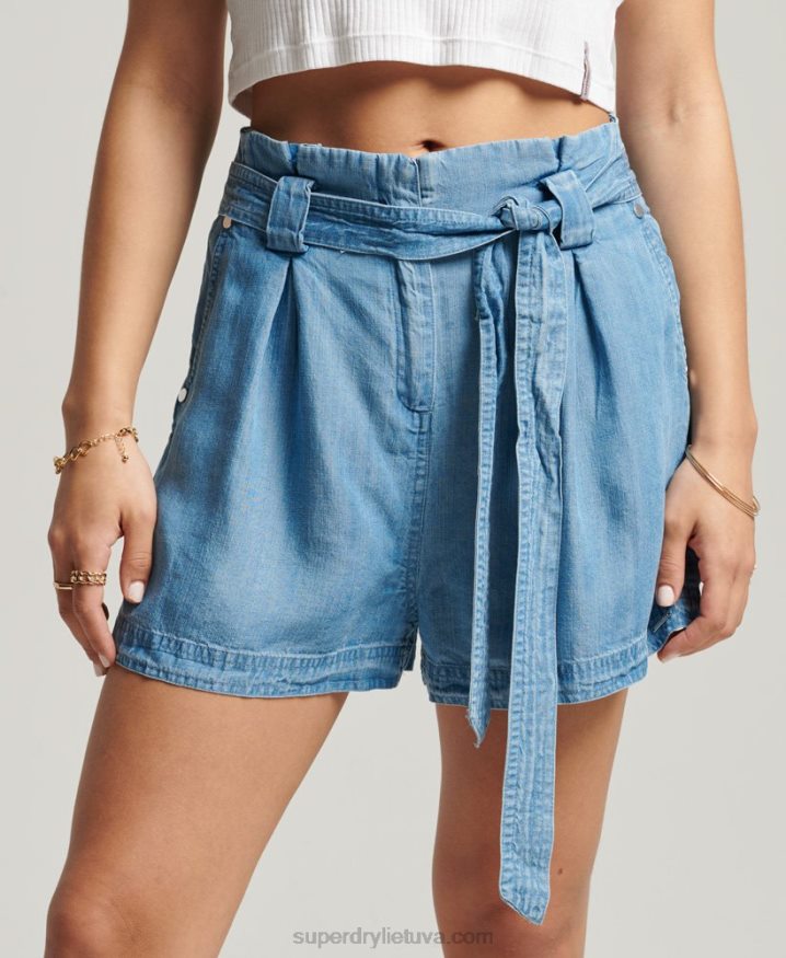 Superdry Desert Paperbag Shorts Light Blue Women