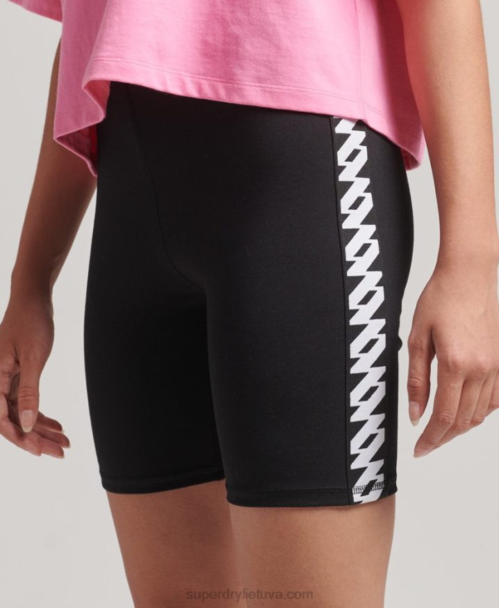 Superdry Elastic Logo Cycle Shorts Black Women