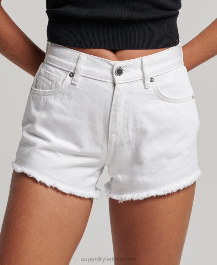 Superdry High Rise Denim Shorts White Women