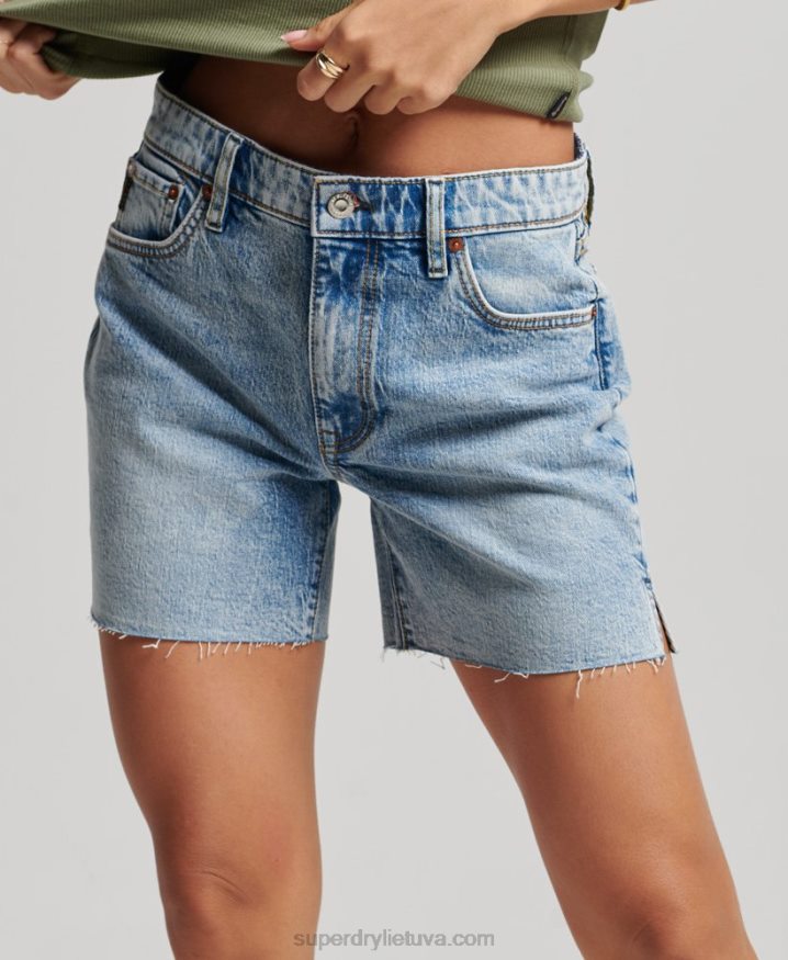 Superdry Mid Rise Cut off Short Light Blue Women Superdry Mid Rise Cut off Short Light Blue Women