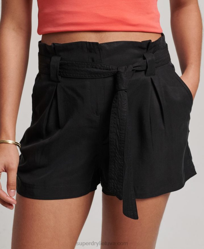 Superdry Paperbag Shorts Black Women