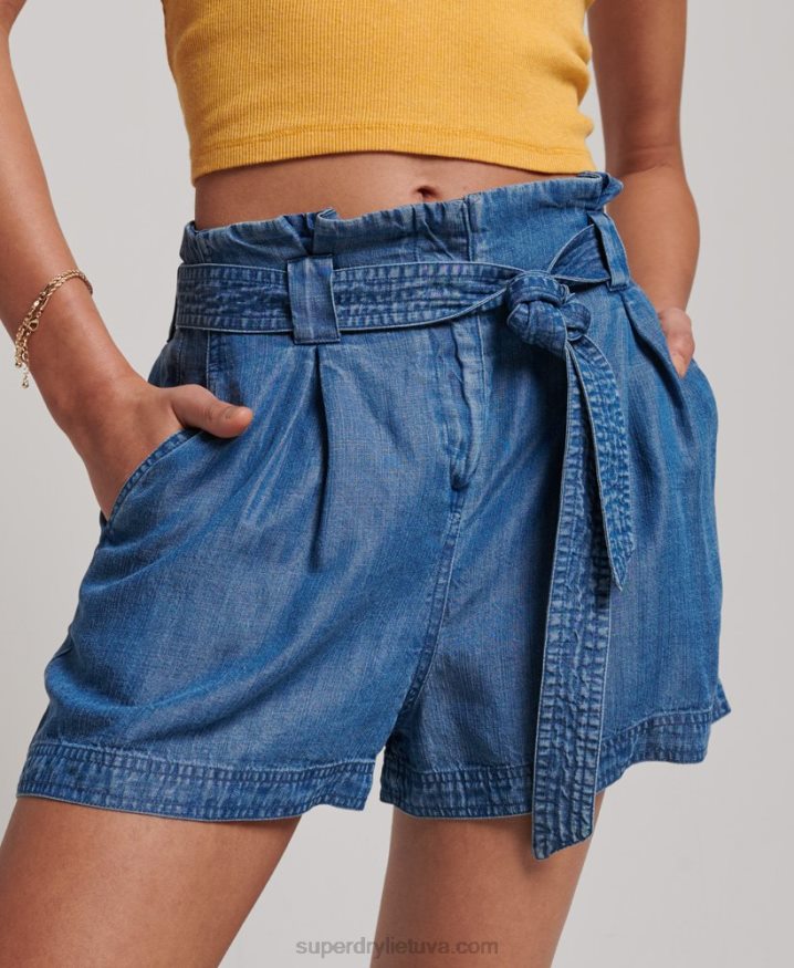 Superdry Paperbag Shorts Blue Women