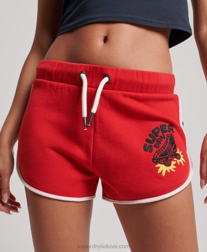 Superdry Vintage Roll With It Jersey Shorts Red Women Superdry Vintage Roll With It Jersey Shorts Red Women
