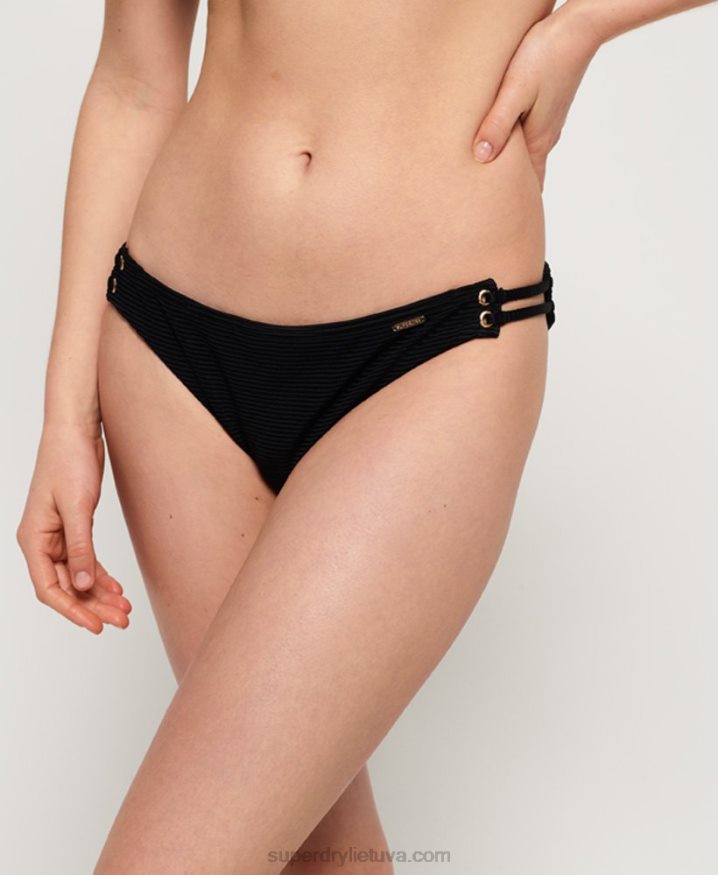 Superdry Alice Textured Cupped Bikini Bottoms Black Women