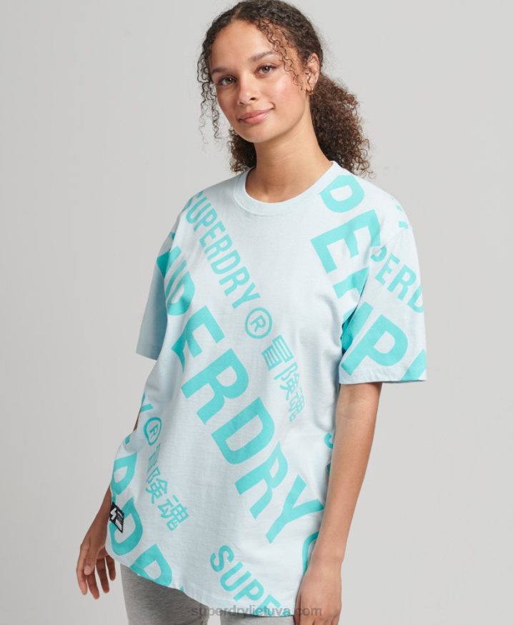 Superdry Code Core Logo All Over Print T-shirt Green Women Superdry Code Core Logo All Over Print T-shirt Green Women